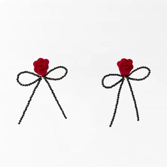 ZARA BEADED FLOWER EARRINGS - Picture 2 of 6